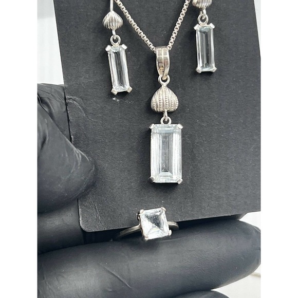 Aquamarine Gemstone Handmade Jewelry Set Stone Mine Gilgit Pakistan - Picture 8 of 11